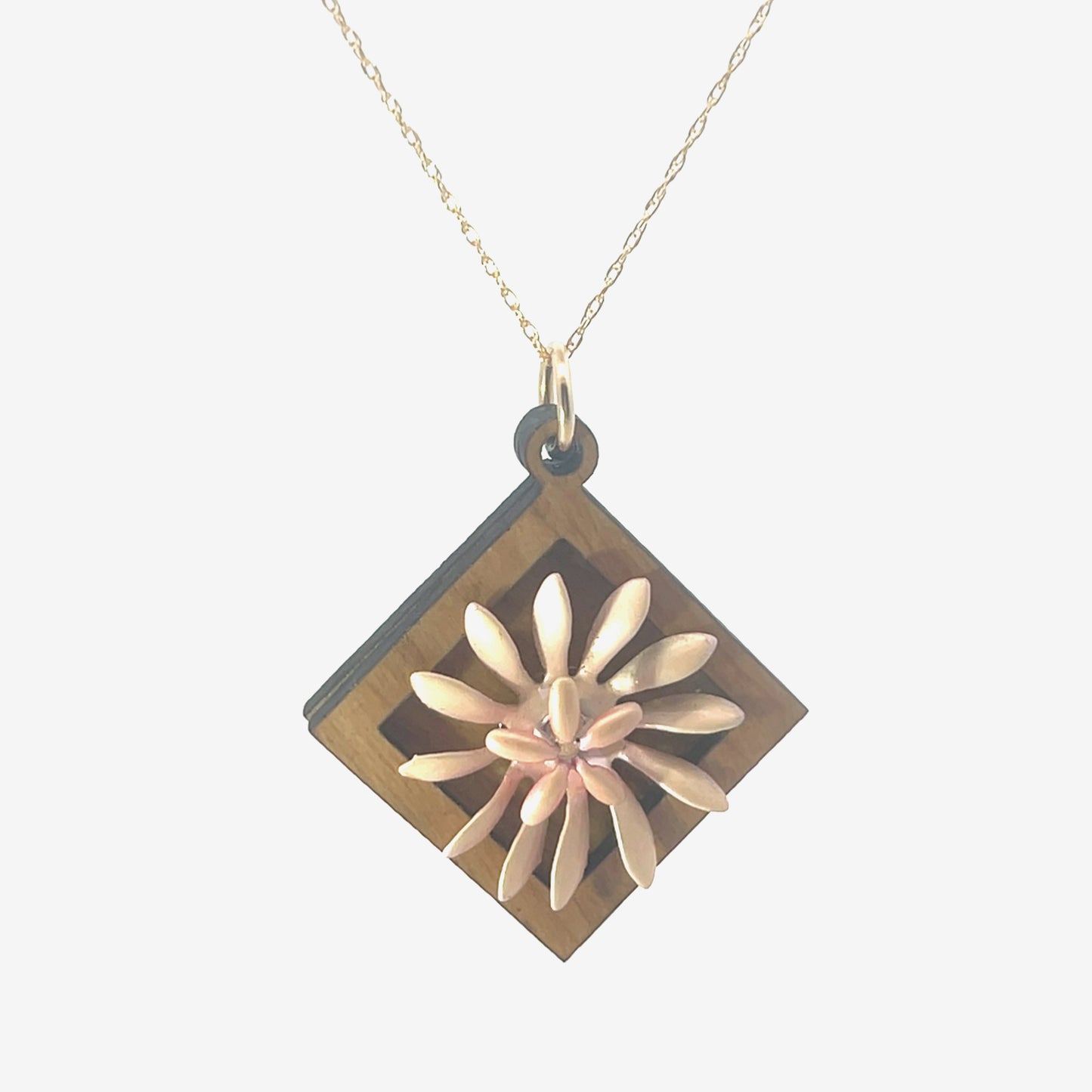 SOLD Vintage Enameled Layered Floral Pendant Necklace