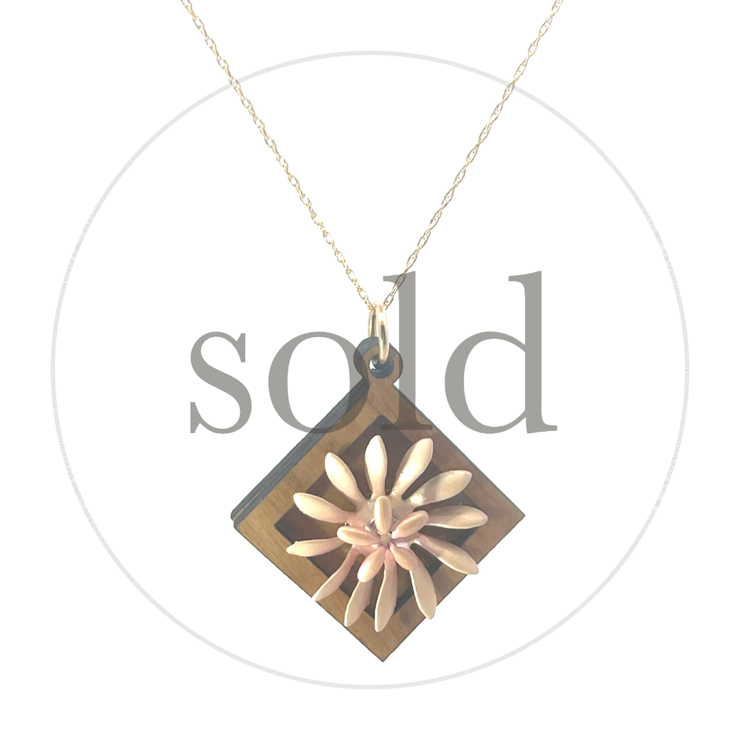 SOLD Vintage Enameled Layered Floral Pendant Necklace
